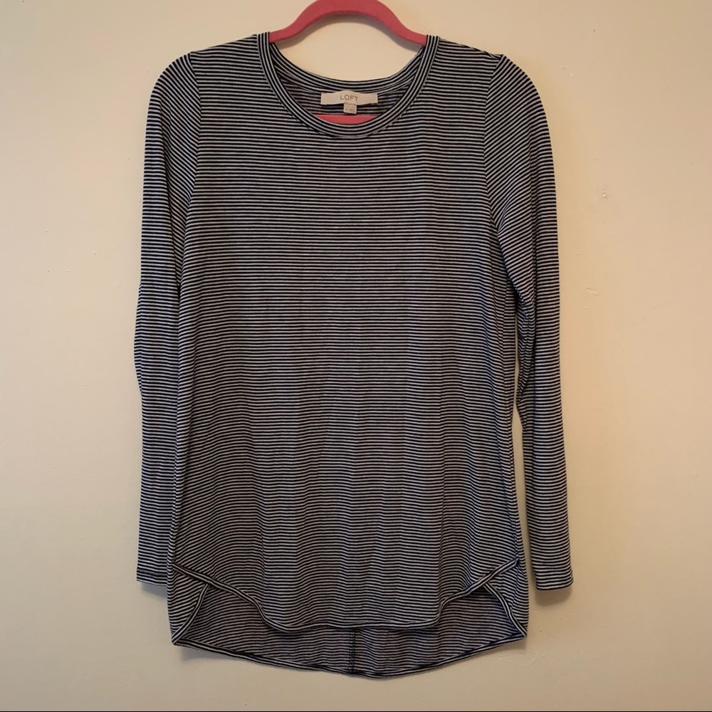 Loft tunic style striped black white shirt Size M